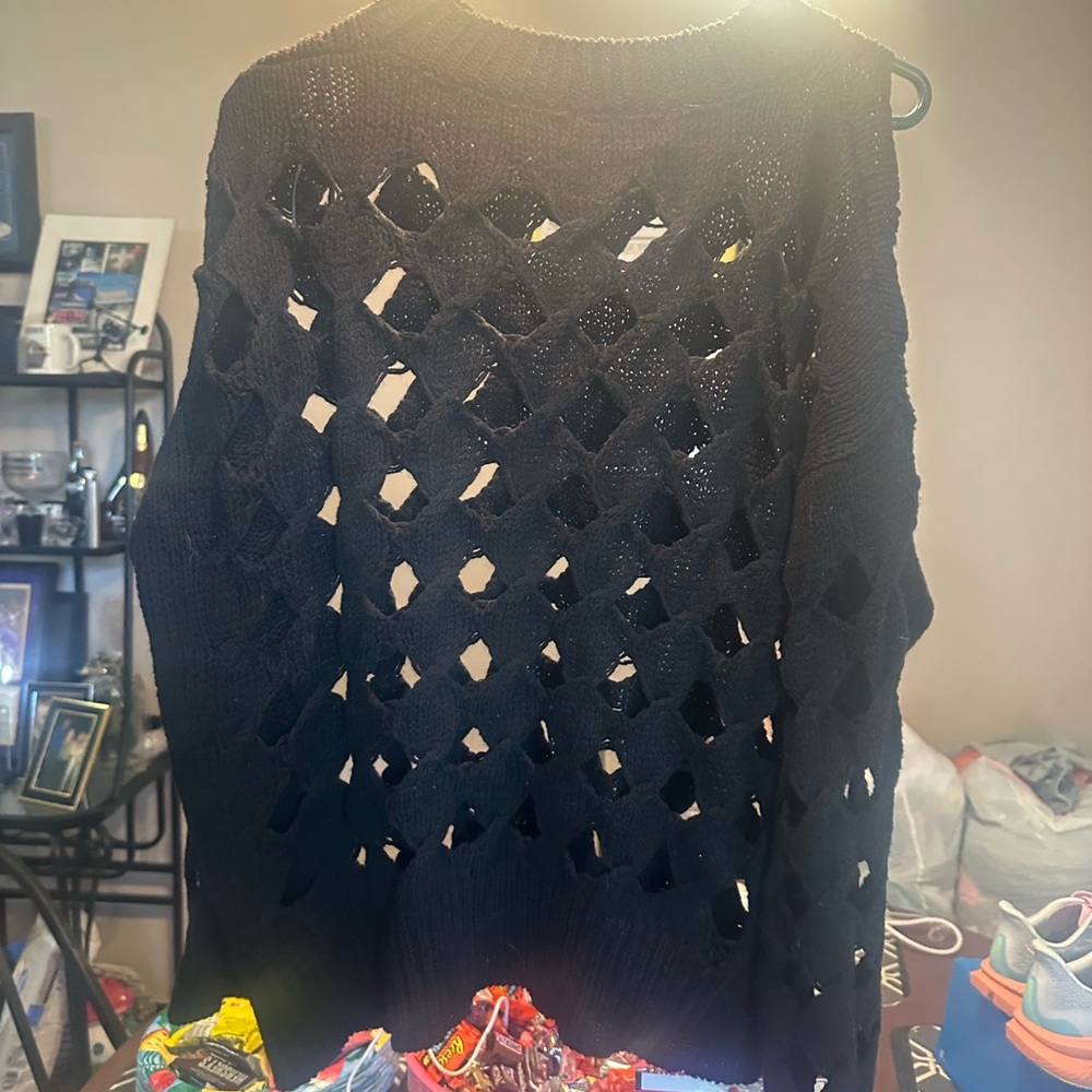 HYFVE Black Open-Knit Women's Sweater